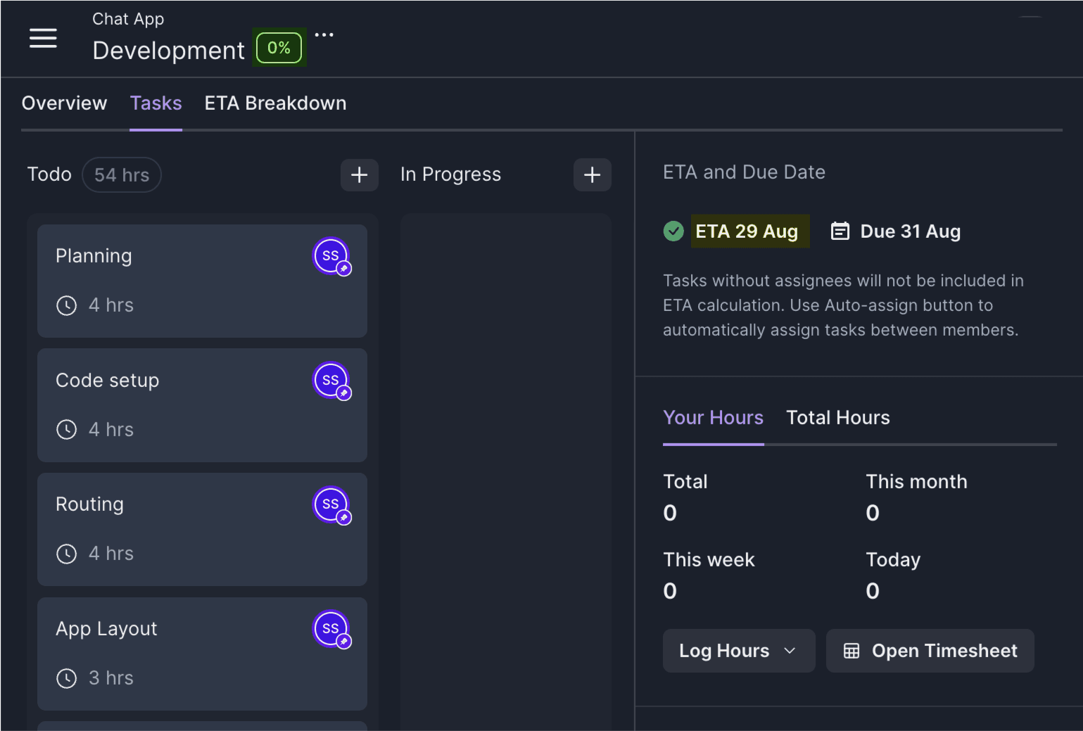 Project ETA from Project detail screen