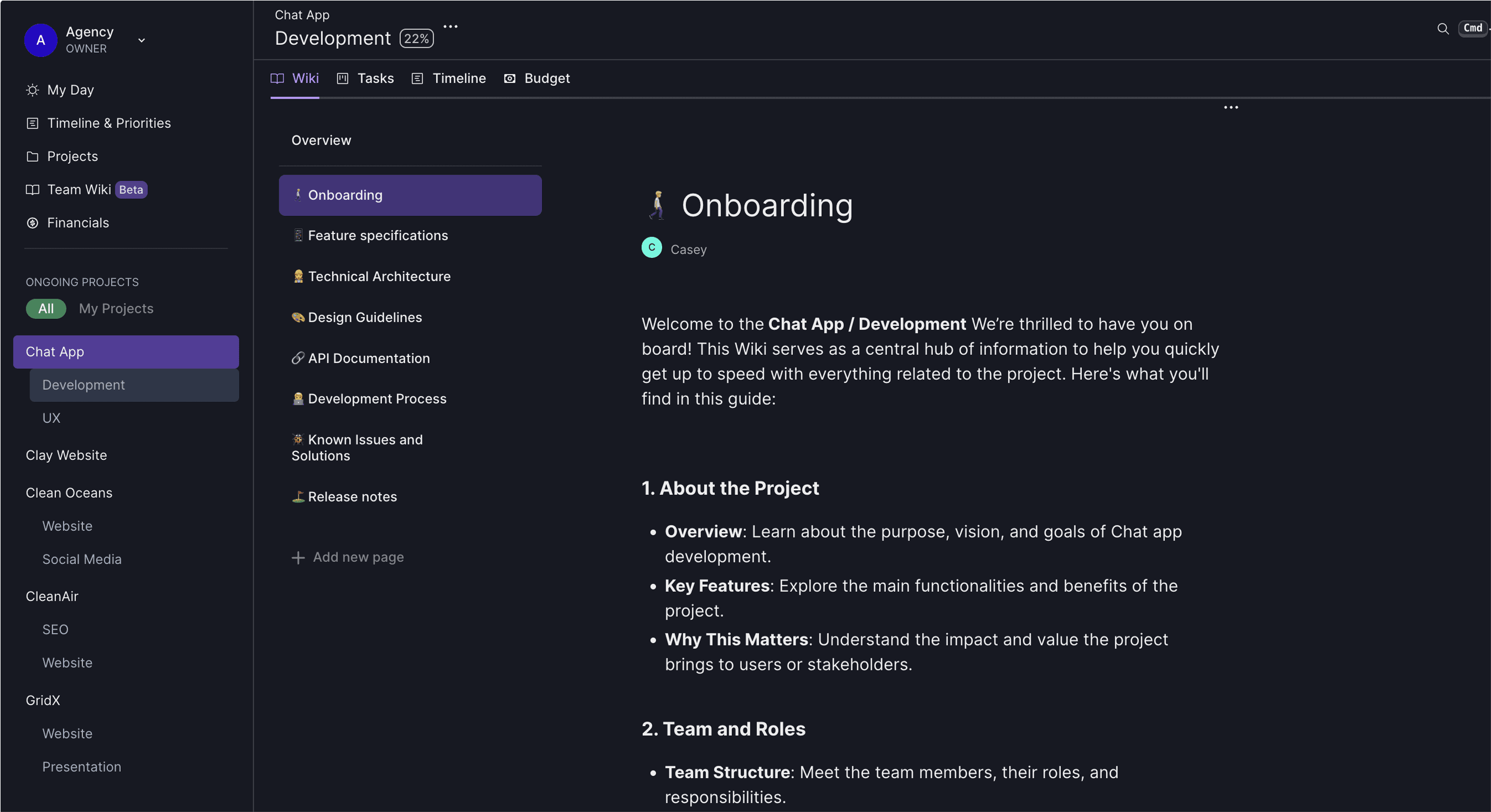 Project wiki - Get overview