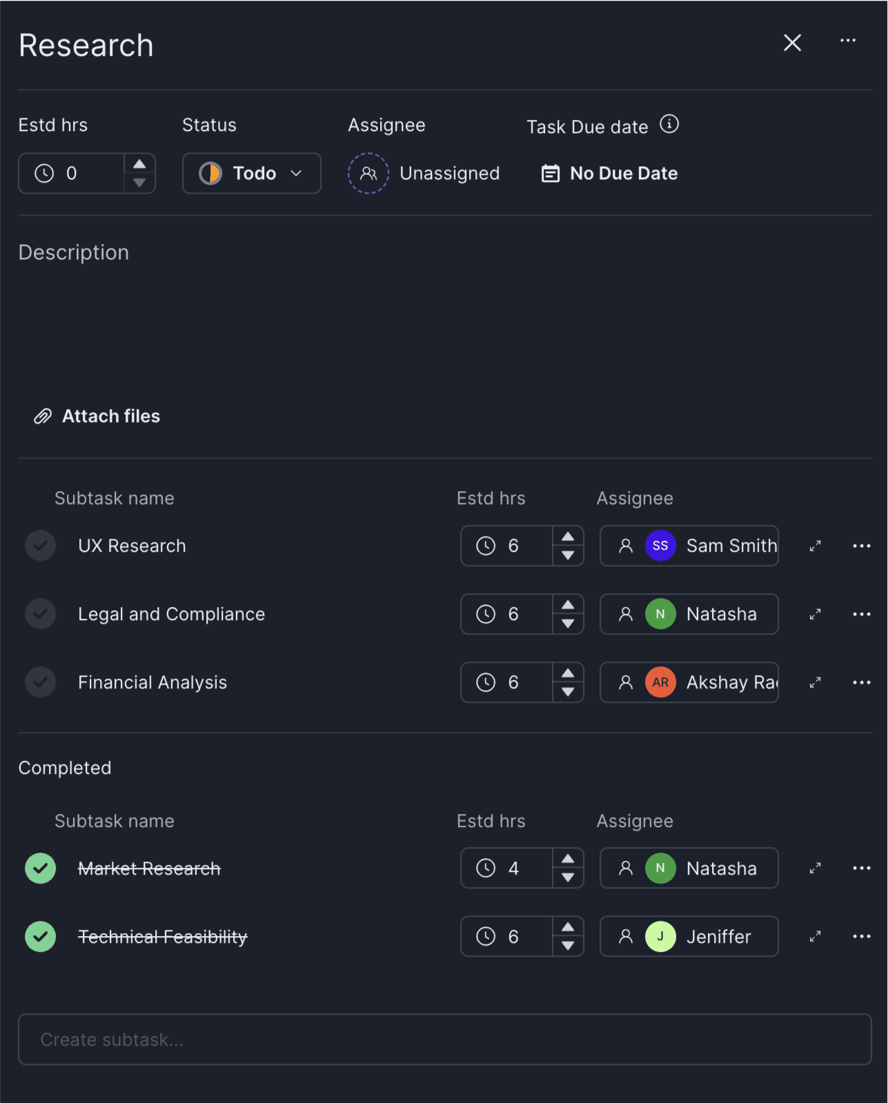 Subtasks