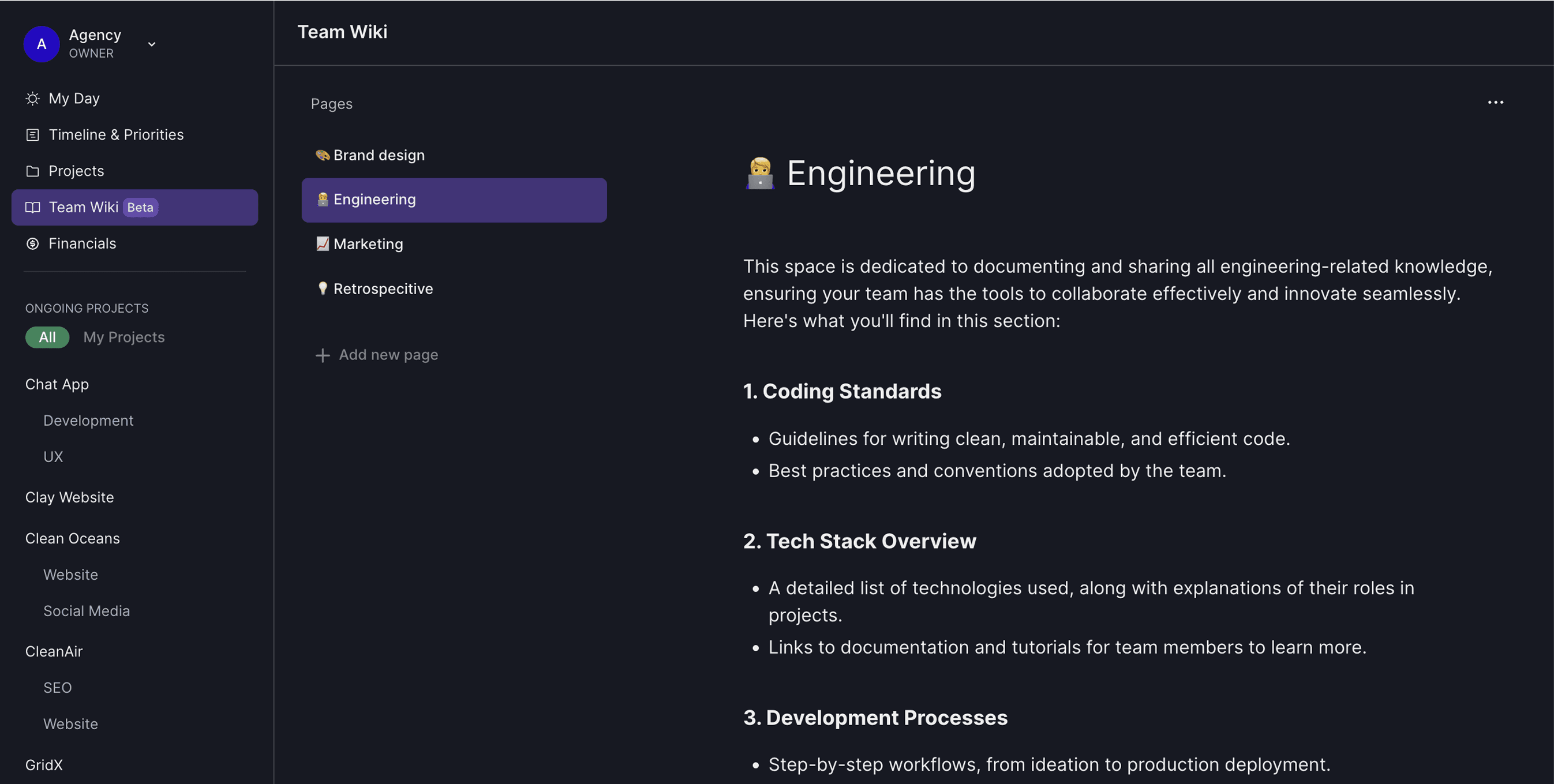 Team wiki - Get overview